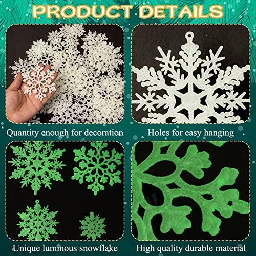 Christmas Snowflake Ornament Glow in the Dark Decorations- 36Pcs Luminous Plastic Snowflake Ornaments for, alternate view 5