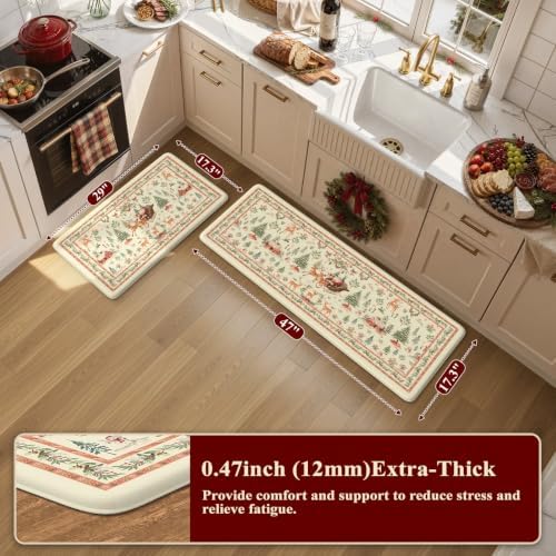 Christmas Snowman Anti Fatigue Kitchen Floor Mats 17"x47"+17"x29", alternate view 2