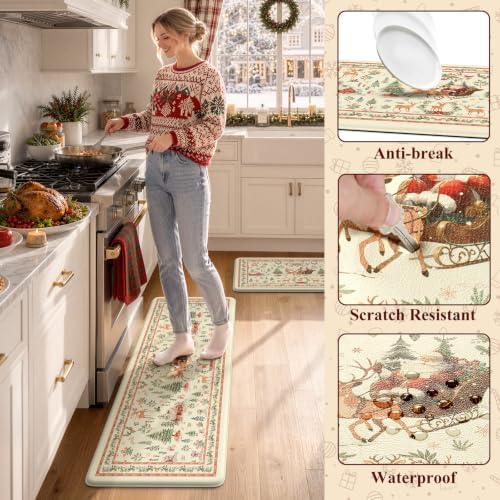 Christmas Snowman Anti Fatigue Kitchen Floor Mats 17"x47"+17"x29", alternate view 6