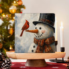 Christmas Snowman Decor, Red Cardinal Christmas Wood Sign Holiday Decor, alternate view 3