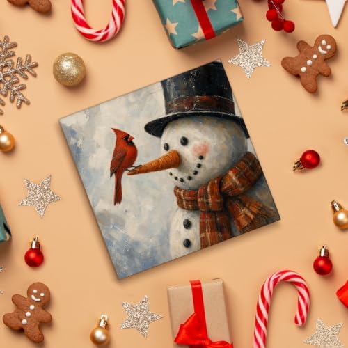 Christmas Snowman Decor, Red Cardinal Christmas Wood Sign Holiday Decor, alternate view 4