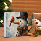 Christmas Snowman Decor, Red Cardinal Christmas Wood Sign Holiday Decor, alternate view 5