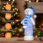 Christmas Snowman Decoration Snow Globe Lantern Indoor Decor Snowman Christmas with Music,6H Timer, USB, alternate view 4