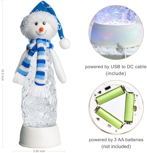 Christmas Snowman Decoration Snow Globe Lantern Indoor Decor Snowman Christmas with Music,6H Timer, USB, alternate view 5