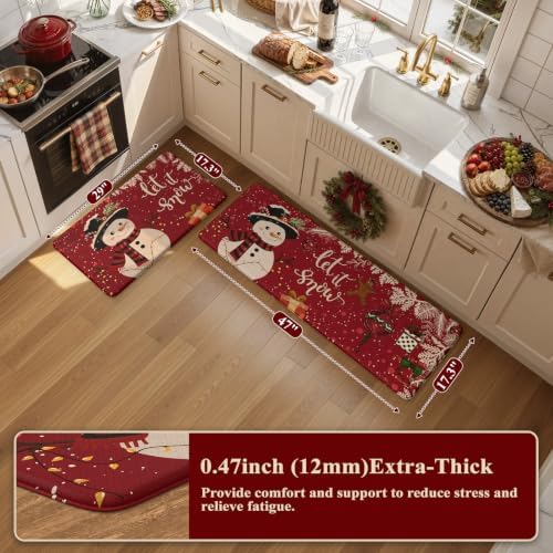 Christmas Snowman Kitchen Mats Cushioned Anti Fatigue Floor Mats, alternate view 2