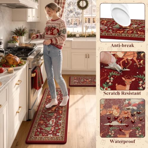 Christmas Snowman Kitchen Mats for Floor Cushioned Anti Fatigue, alternate view 6