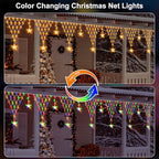 Christmas Star Net Lights Dual Color Changing Triangle Mesh Net Light, alternate view 3