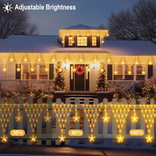 Christmas Star Net Lights Dual Color Changing Triangle Mesh Net Light, alternate view 4