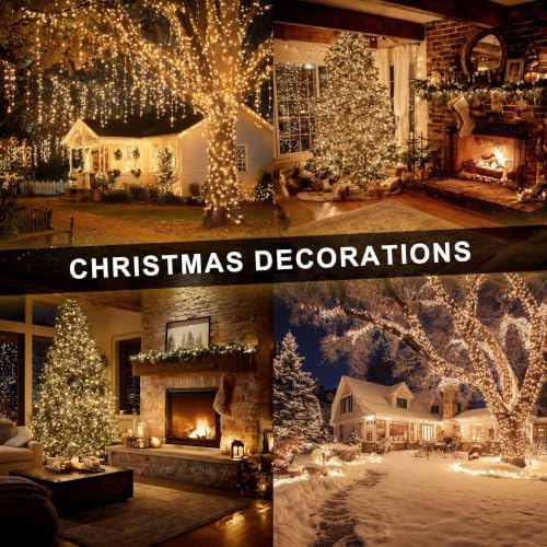 Christmas String Lights, 100 FT 300 LED Connectable Waterproof String Lights Clear Wire with 8 Modes Timer, alternate view 5