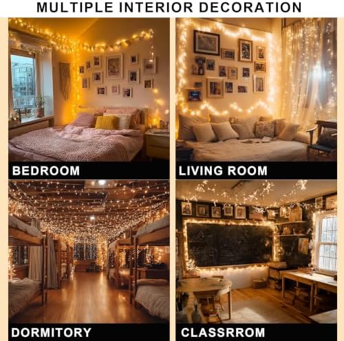 Christmas String Lights, 100 FT 300 LED Connectable Waterproof String Lights Clear Wire with 8 Modes Timer, alternate view 6