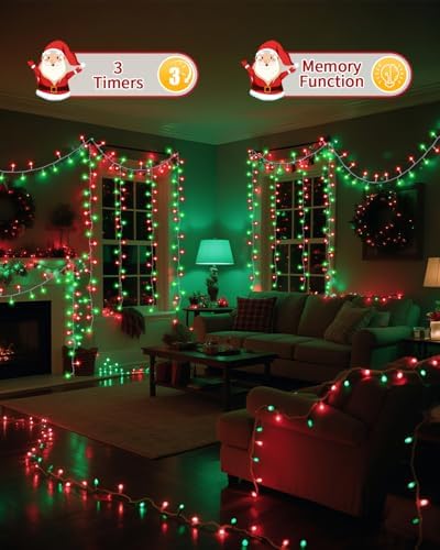 Christmas String Lights,403FT 1200 LED Red Green Fairy Light Bedroom Decor, alternate view 6