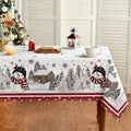 Christmas Tablecloth 52×70 Inch Rectangular, Red Bordered Pine Pattern Table Cover for Kitchen Dining Christmas