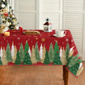 Christmas Tablecloth 60×140 Inch Rectangular, Christmas Trees Red Washable Table Cover for Party Picnic Dinner