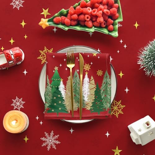 Christmas Tablecloth 60×140 Inch Rectangular, Christmas Trees Red Washable Table Cover for Party Picnic Dinner, alternate