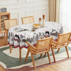 Christmas Tablecloth 60×84 Inch Oval, Red Bordered Pine Pattern Table Cover for Kitchen Dining Christmas Party, alternate