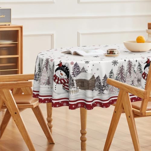 Christmas Tablecloth 60×84 Inch Oval, Red Bordered Pine Pattern Table Cover for Kitchen Dining Christmas Party, alternate