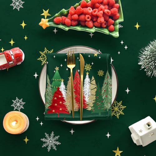 Christmas Tablecloth 60×84 Inch Rectangular, Christmas Trees Green Washable Table Cover for Party Picnic Dinner, alternate