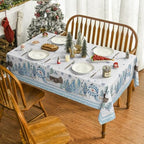 Christmas Tablecloth 60 x 104 Inch Rectangular Blue Snowman Pine in 60 x 104 Inch, alternate view 2