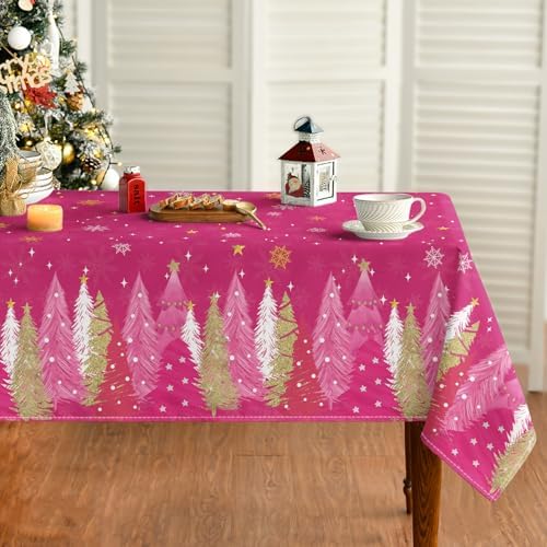 Christmas Tablecloth 60 x 104 Inch Rectangular Christmas Trees in 60 x 104 Inch