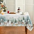 Christmas Tablecloth 60 x 104 Inch Rectangular Golden Snow Deers in 60 x 104 Inch