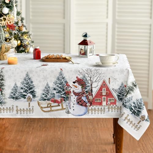 Christmas Tablecloth 60 x 120 Inch Rectangular Winter House in 60 x 120 Inch