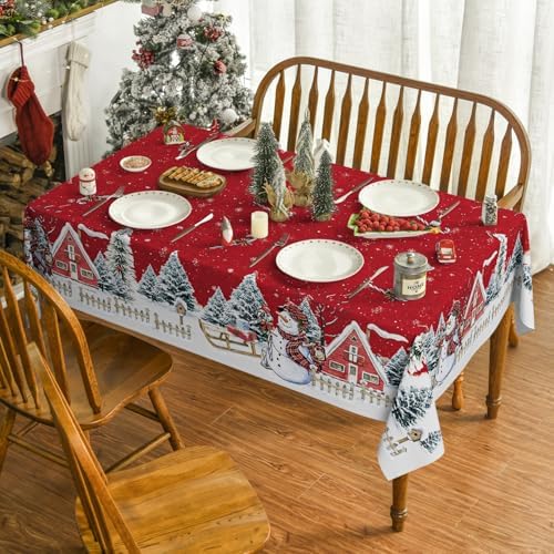 Christmas Tablecloth 60 x 120 Inch Rectangular Winter Snowman in 60 x 120 Inch, alternate view 2
