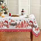 Christmas Tablecloth 60 x 140 Inch Rectangular Red Snowman Pine in 60 x 140 Inch