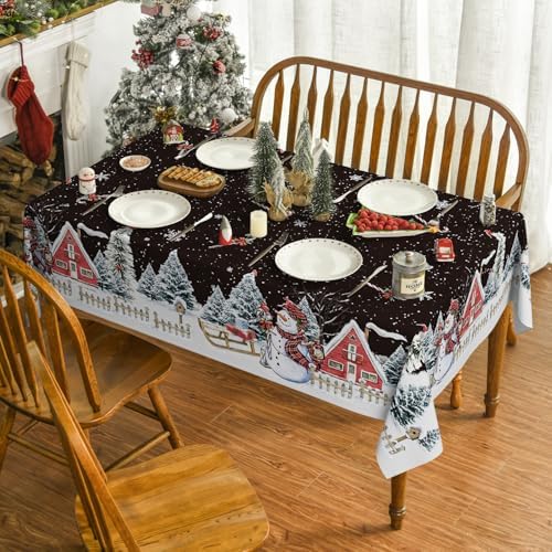 Christmas Tablecloth 60 x 140 Inch Rectangular Winter House in 60 x 140 Inch, alternate view 2