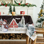 Christmas Tablecloth 60 x 140 Inch Rectangular Winter House in 60 x 140 Inch, alternate view 3