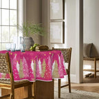 Christmas Tablecloth 60 x 60 Inch Round Christmas Trees Pink in 60 x 60 Inch, alternate view 3