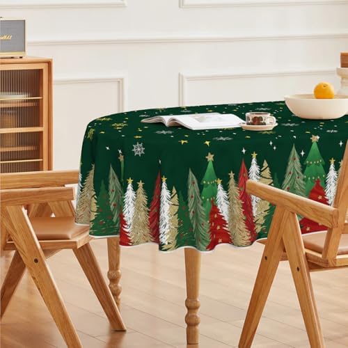 Christmas Tablecloth 60 x 84 Inch Oval Christmas Trees Green in 60 x 84 Inch, alternate view 4