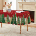 Christmas Tablecloth 60 x 84 Inch Oval Christmas Trees Red in 60 x 84 Inch