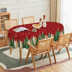 Christmas Tablecloth 60 x 84 Inch Oval Christmas Trees Red in 60 x 84 Inch, alternate view 2