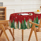 Christmas Tablecloth 60 x 84 Inch Oval Christmas Trees Red in 60 x 84 Inch, alternate view 4