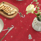 Christmas Tablecloth 60 x 84 Inch Oval Winter Snowman House Red in 60 x 84 Inch, alternate view 5