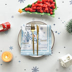 Christmas Tablecloth 60 x 84 Inch Rectangular Blue Snowman Pine in 60 x 84 Inch, alternate view 5