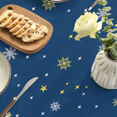 Christmas Tablecloth 60x84 Inch Oval, Christmas Trees Blue Grey Washable Seasonal Table Cover for Party Picnic, alternate