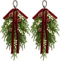 Christmas Teardrop Swag Decorations, 24'' Christmas Teardrop Wreath Artificial Pine Needle Berries Hanging