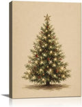 Christmas Tree Canvas Wall Art, Christmas Tree with Star Canvas Prints