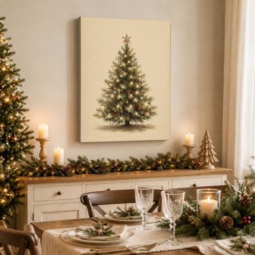 Christmas Tree Canvas Wall Art, Christmas Tree with Star Canvas Prints, alternate view 4