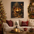 Christmas Tree Canvas Wall Art, Little Girls Reading Book Canvas Prints, alternate view 2