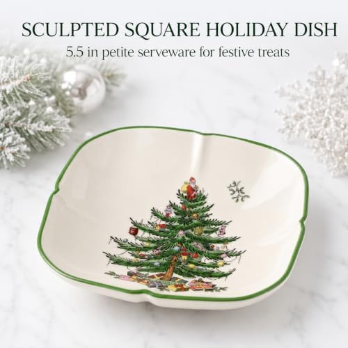 Christmas Tree - Christmas Tree Sculpted Square Dish in Small in Multicolor, alternate view 3