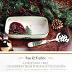 Christmas Tree Cranberry Dish with Slotted Spoon, Set of 2 in 2.2" H x 8" L x 4.25" W in Multicolor, alternate view 2