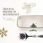 Christmas Tree Cranberry Dish with Slotted Spoon, Set of 2 in 2.2" H x 8" L x 4.25" W in Multicolor, alternate view 4