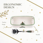 Christmas Tree Cranberry Dish with Slotted Spoon, Set of 2 in 2.2" H x 8" L x 4.25" W in Multicolor, alternate view 6