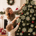 Christmas Tree Decorations Snowflake Ornaments, 36Pcs Glitter Gold Plastic Hanging Snowflakes from Ceiling Snow, alternate