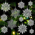 Christmas Tree Decorations Snowflake Ornaments 60Pcs Clear Plastic Hanging Snowflakes from Ceiling Snow Flakes