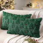 Christmas Tree Decorative Lumbar Pillow Covers 12x20 Inch Dark Green in 12x20 Inch in Dark Green