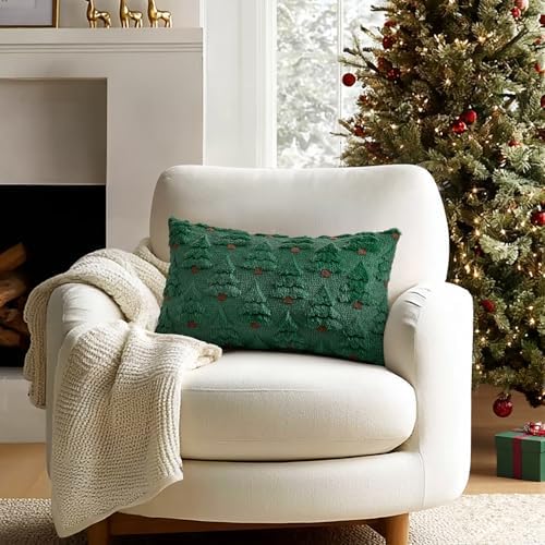 Christmas Tree Decorative Lumbar Pillow Covers 12x20 Inch Dark Green in 12x20 Inch in Dark Green, alternate view 2