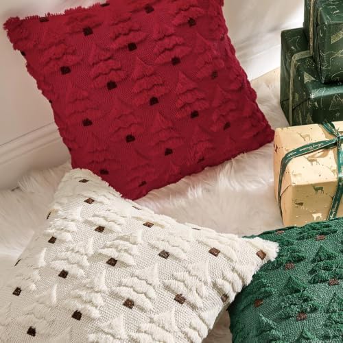 Christmas Tree Decorative Throw Pillow Covers 20x20 Inch Burgundy in 20x20 Inch in Burgundy, alternate view 2
